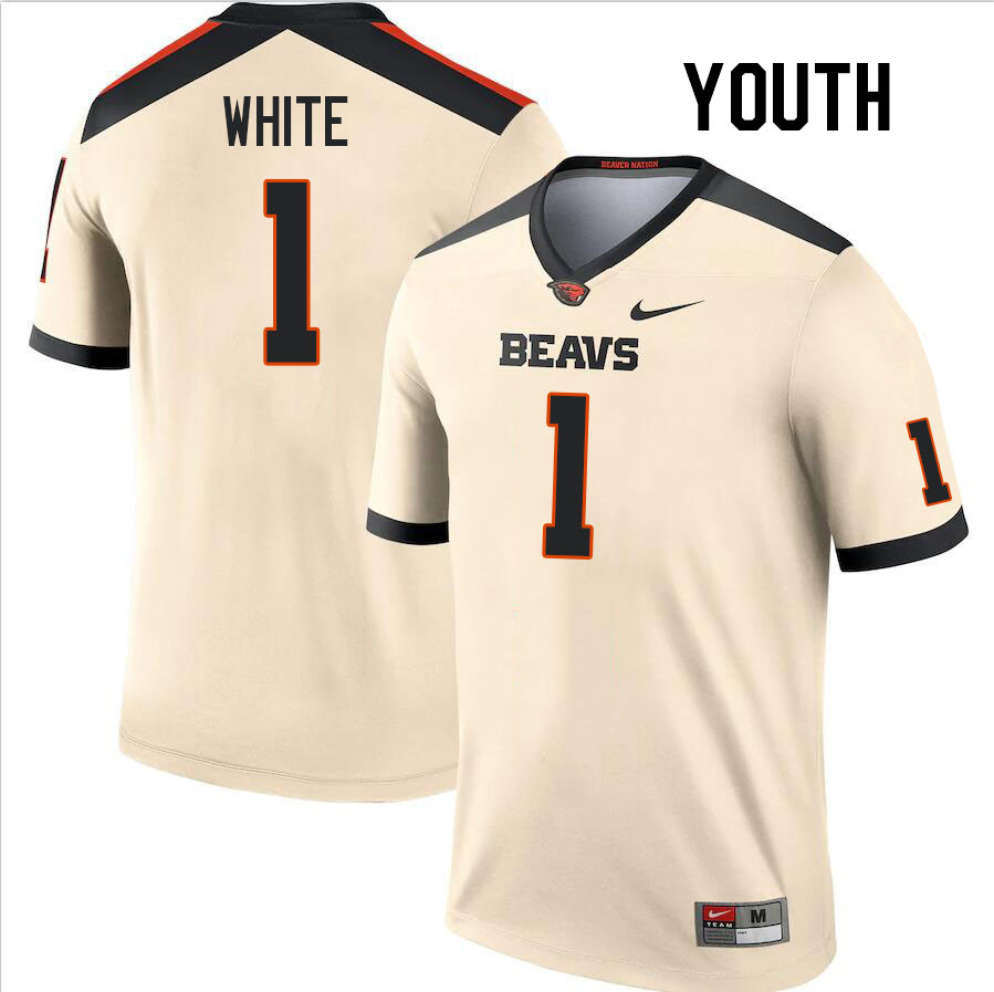 Youth #1 Mason White Oregon State Beavers College Football Jerseys Stitched-Cream